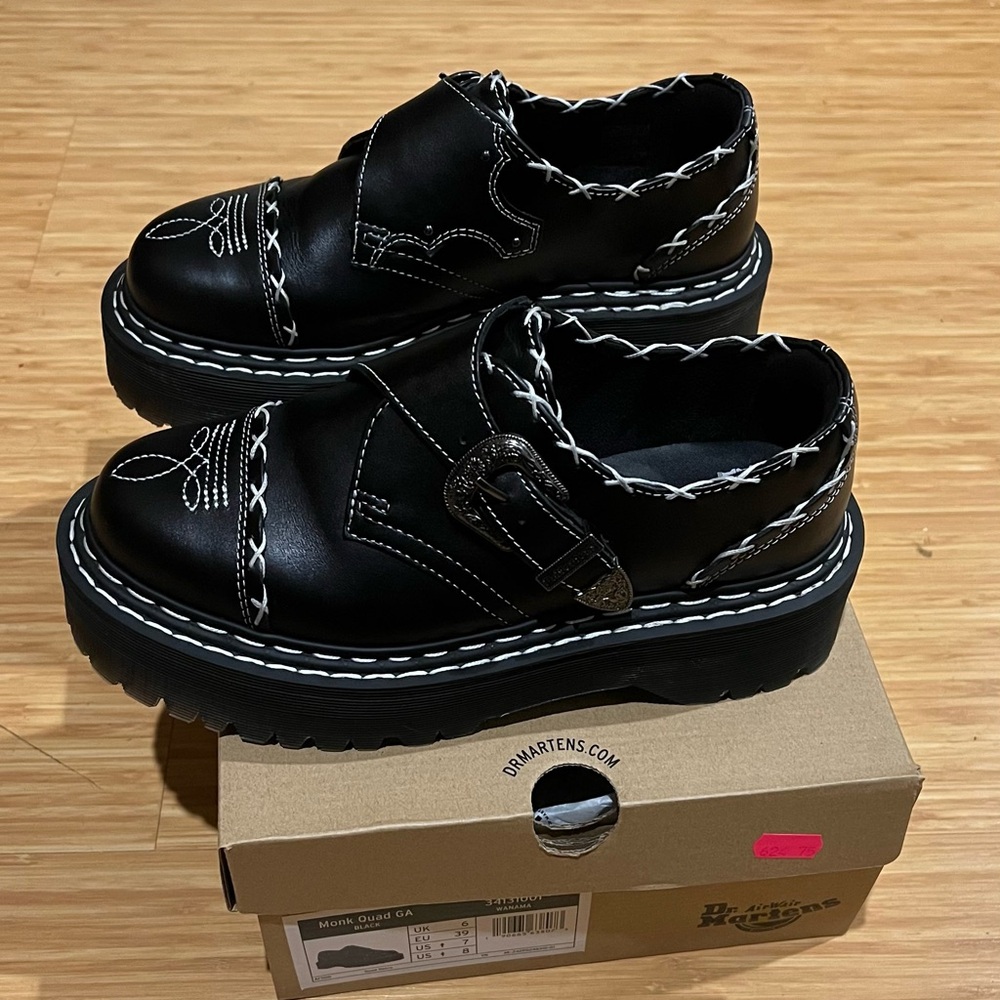 Dr martens MONK GOTHIC AMERICANA LEATHER PLATFORM SHOES - Picture 4 of 8